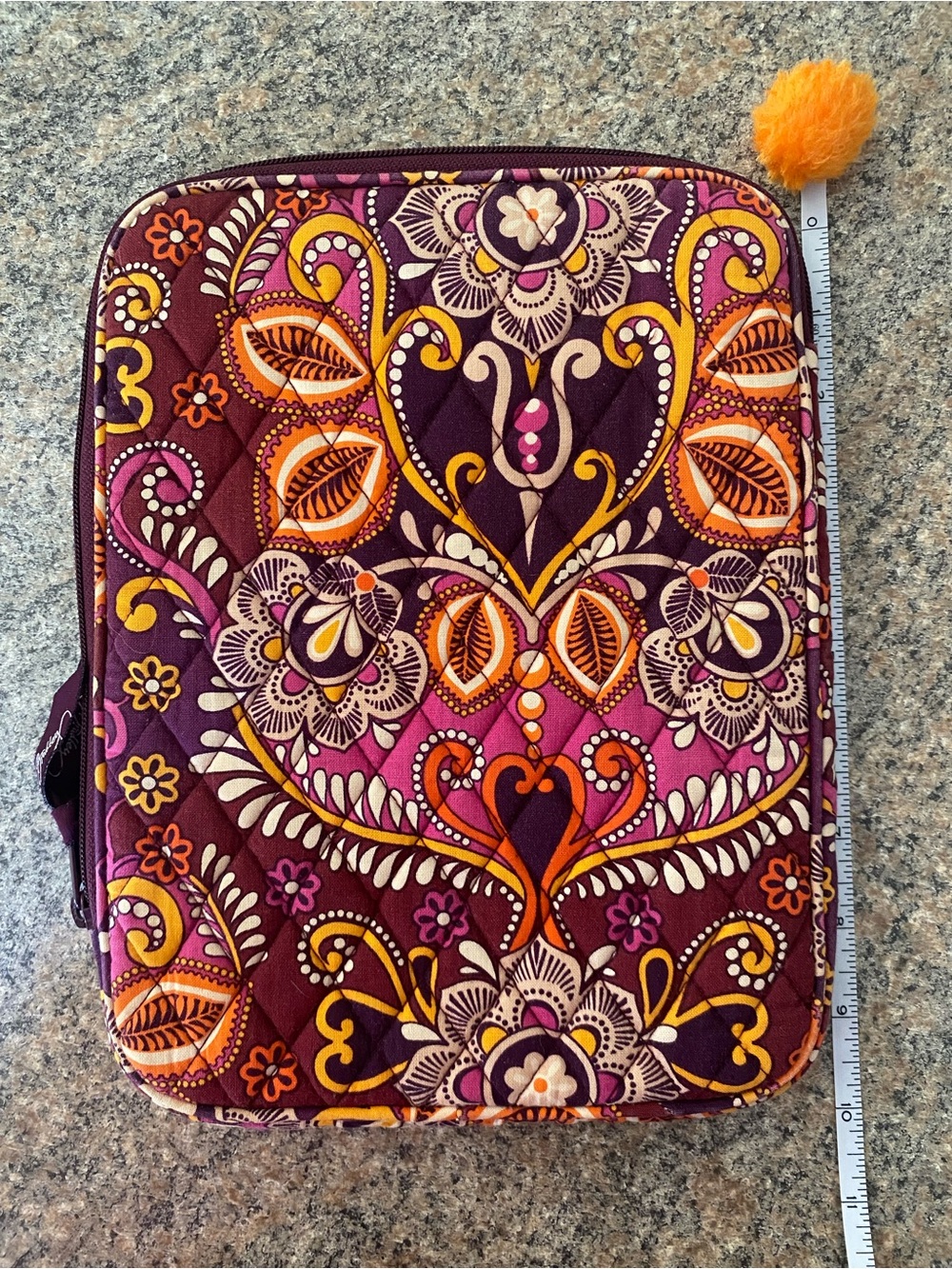 Vera Bradley Quilted Floral Zip Pouch in Plum, Pink & Yellow